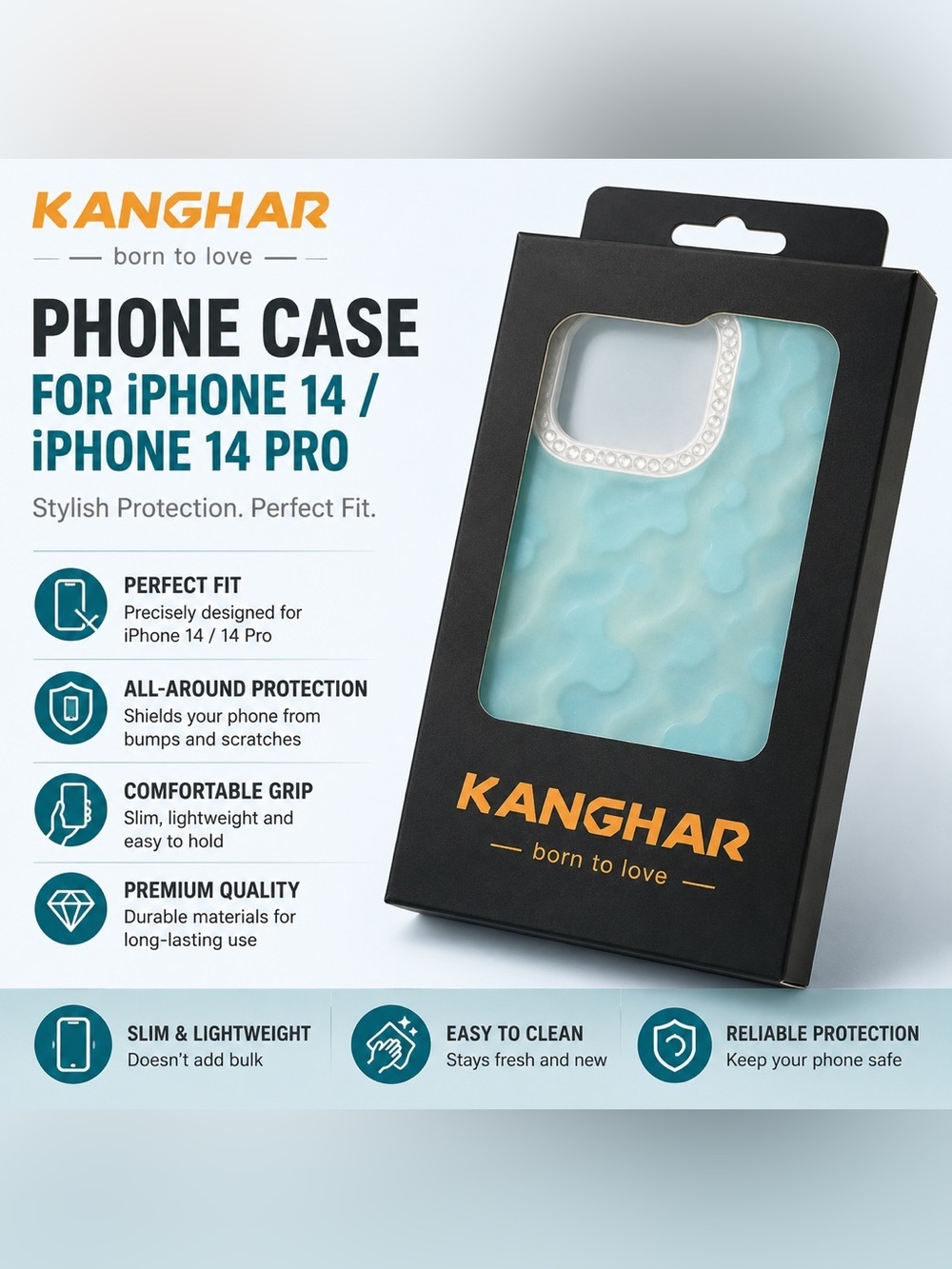 Light Blue Phone Case for iPhone 14 / 14 Pro